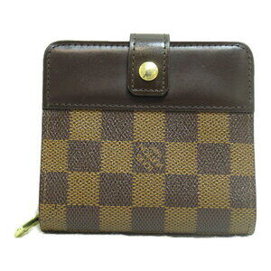 Louis Vuitton Compact Zip Round Wallet Canvas Damier Leather Brown